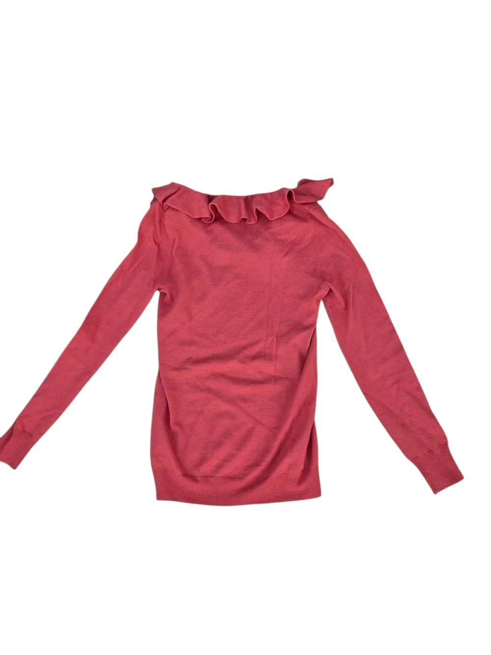 J. Crew Coral Merino Wool Ruffle Neck Sweater. XS.